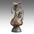 Vaso Estátua Bonita Menina Bronze Jardiniere Escultura, Milo TPE-469 (B) / 538